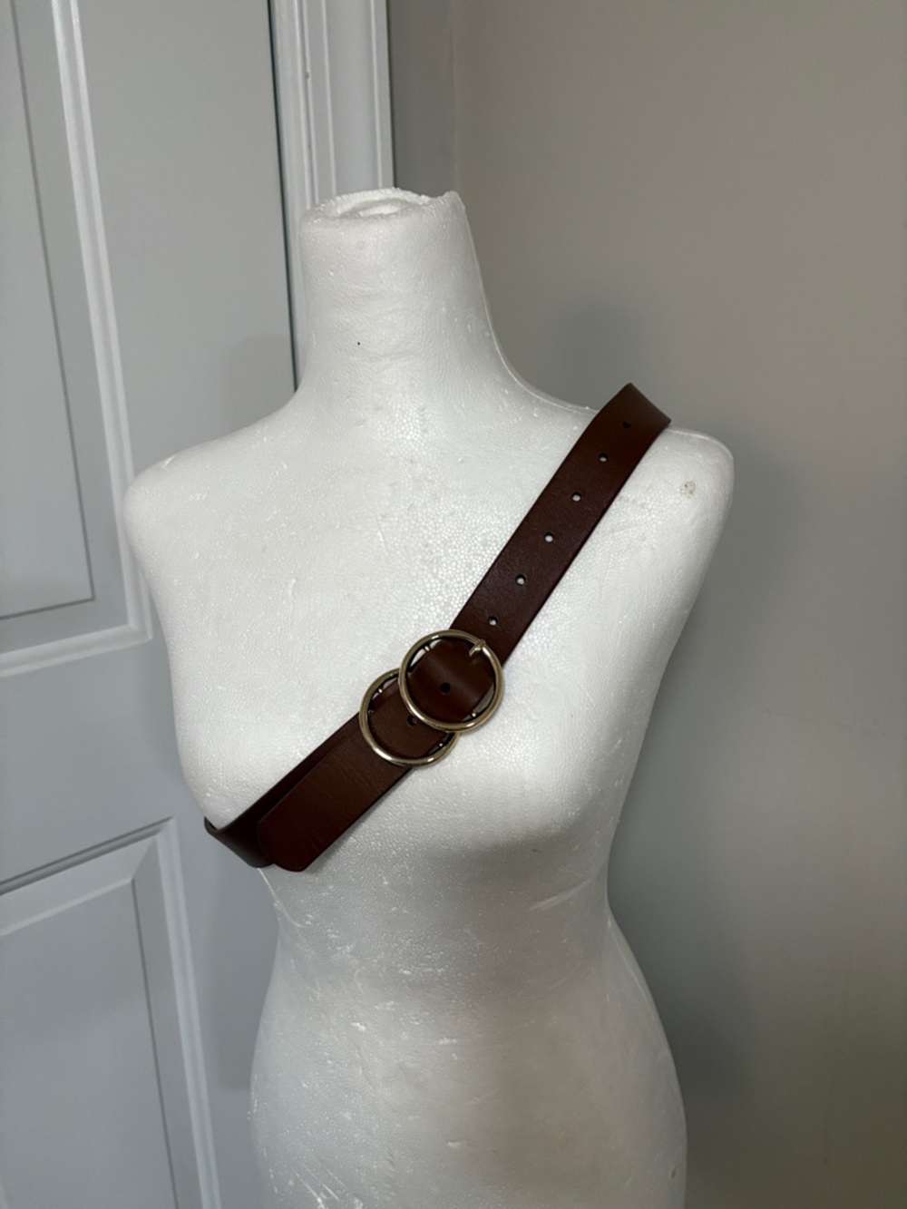 Belt Status Anxiety Brown Leather with Double Ring Buckle